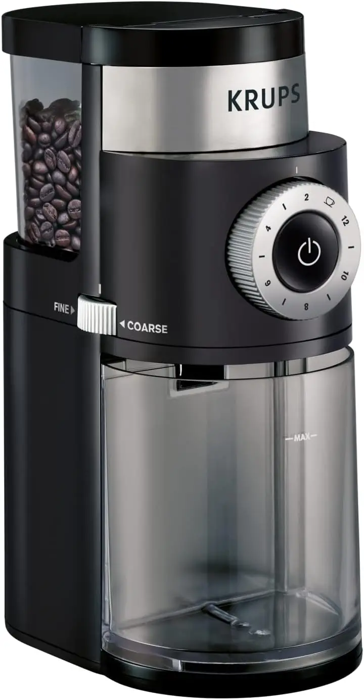 

Precision Burr Coffee Grinder: 12 Settings, 8oz, Stainless Steel, Auto-Stop for Drip, French Press, Espresso