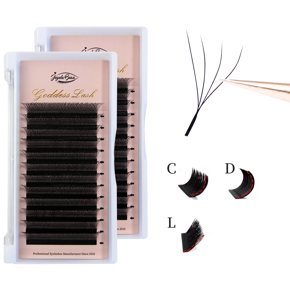 4DW Wimpernverlängerung L C D Curl Individuelle Nerz W Wimpern 3D W-förmige Volumenfächer Wimpernverlängerung Schwarz 4D 0,07/0,10 mm Natur