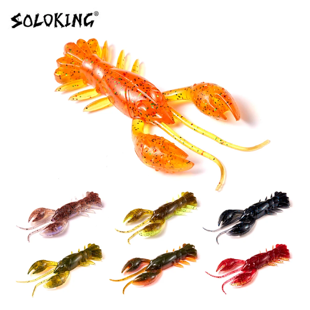 SOLOKING 10pcs/lot Soft Lure for Bass Fishing 4.5g 76mm Combait Crawfish Bait Soft Worm Bait Bug Lure Kit