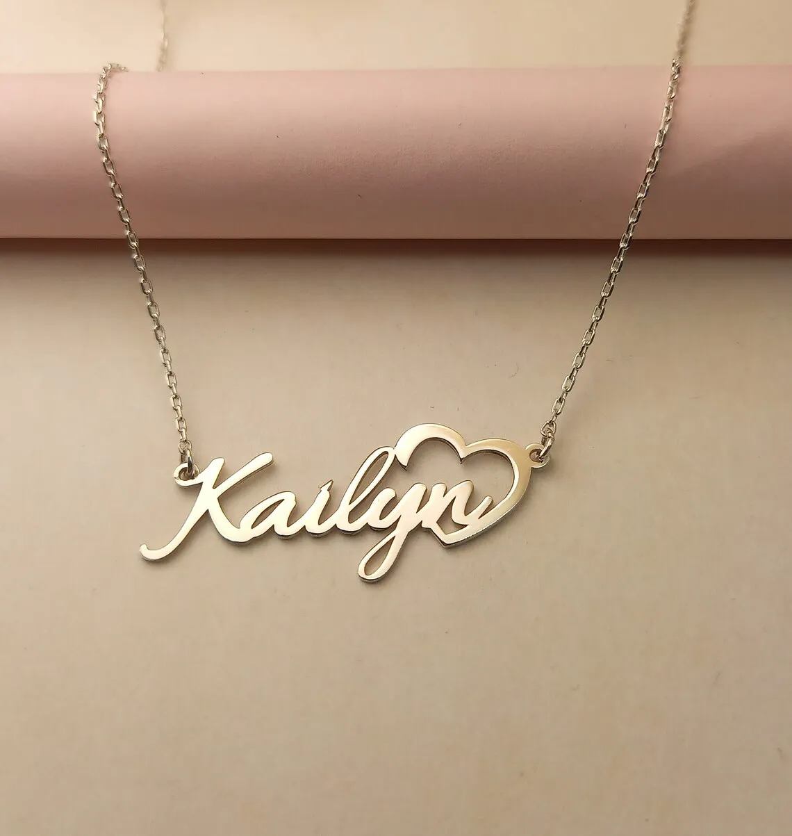 Custom Big Heart Name Necklace Jewelry Stainless Steel Gold Color Custom Nameplates Pendant Necklace Women Girl Accessories