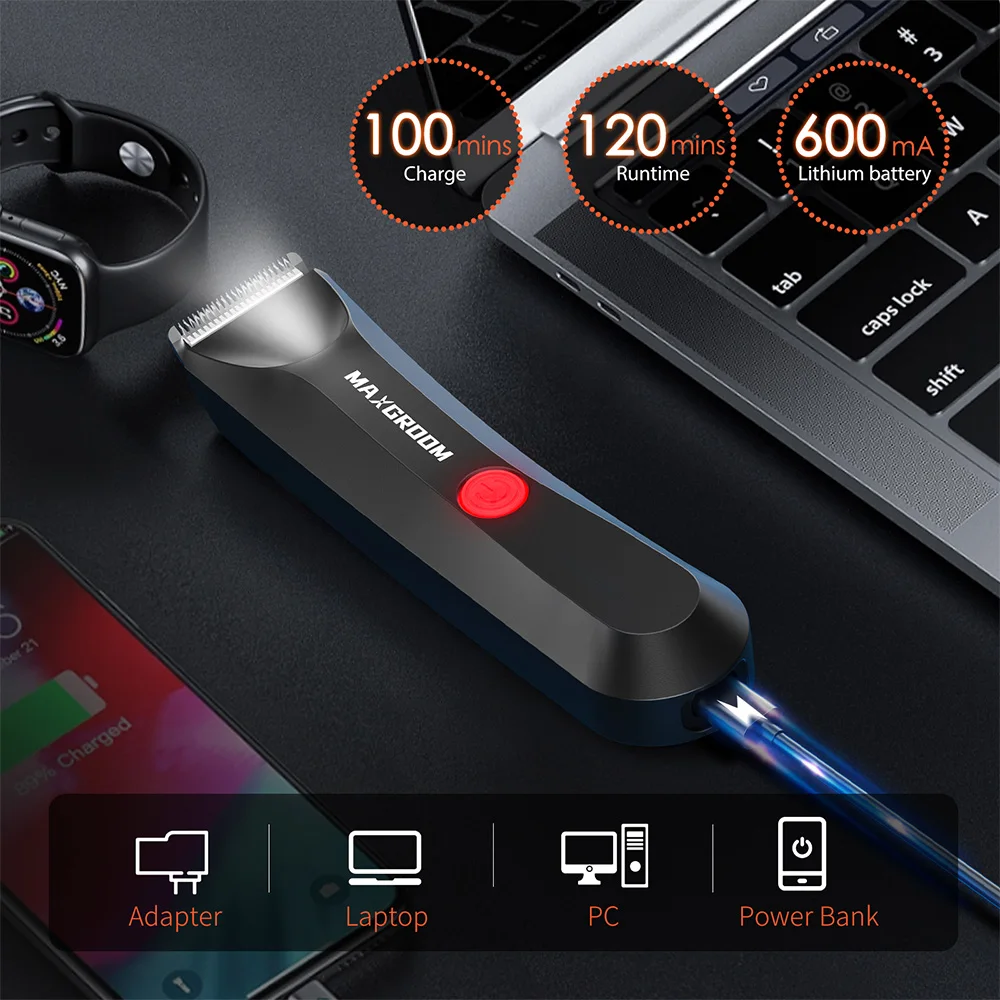 MAXGROOM Body Hair Trimmer Shaver for Men Ball Trimmer for Groin Pubic Replaceable Ceramic Blade Electric IXP7Waterproof Clipper image 2