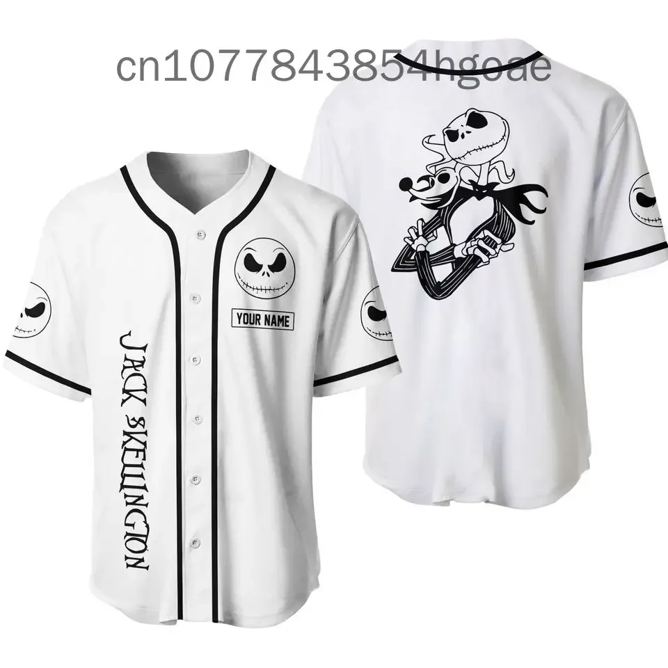 2024 Suumer New Jack Skellington And Sally Baseball Jersey Mens Women Custom Name Disney Baseball Uniform Casual Sports Shirt