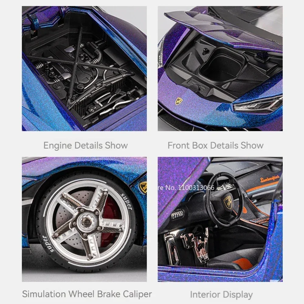 1:18 Lambor LP770 SVJ63 Alloy Models Diecast Toys Sports Cars Light Music Miniature Car Wheel Pull Back Vehicle Child Adult Gift