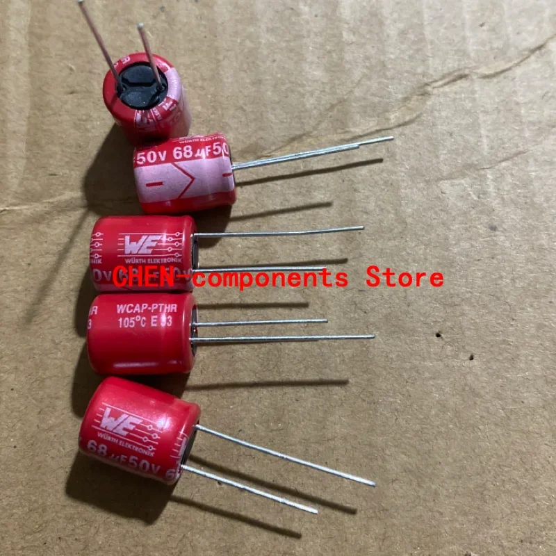 

Бесплатная доставка 10 шт. новый WE 50V68UF 10X12MM красный халат твердотельный конденсатор 68 мкФ/50 В высокая частота длительный срок службы 68 мкФ 50 В 105 градусов