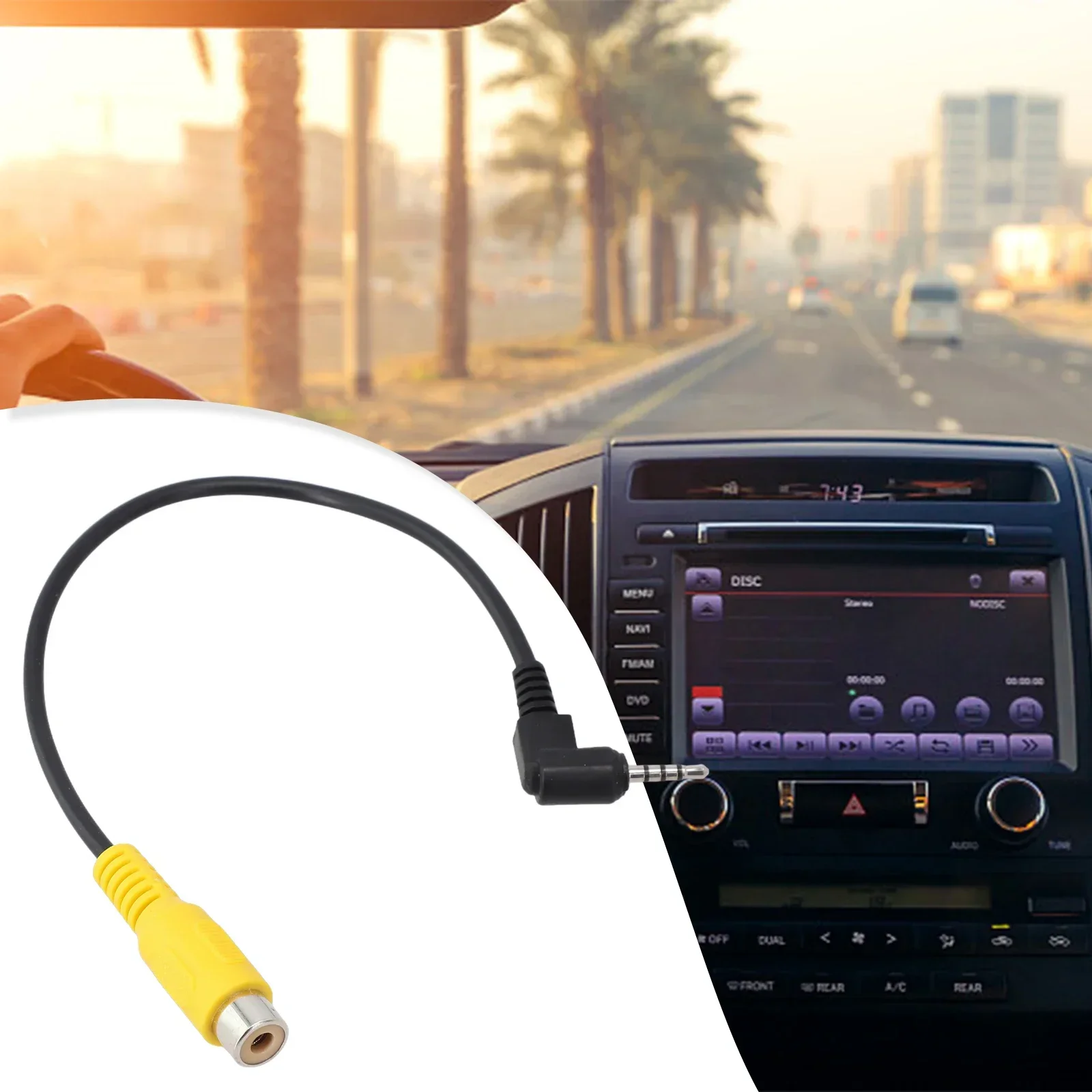 Power Video Extension Cable Camera Monitor For RCA To 2.5mm AV Converter Cable Car For RCA Female, AV-IN 2.5 Mm Black ABS