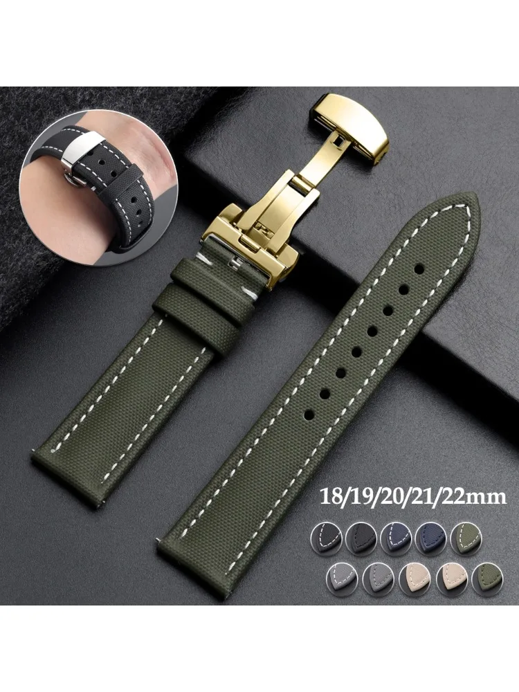 18/19/20/21/22mm Schnellverschluss-Segeltuch-Uhrenarmband mit Butterfly-Verschluss für Omega für Seiko Business Wasserdichtes Herren- und Damen-Uhrenband