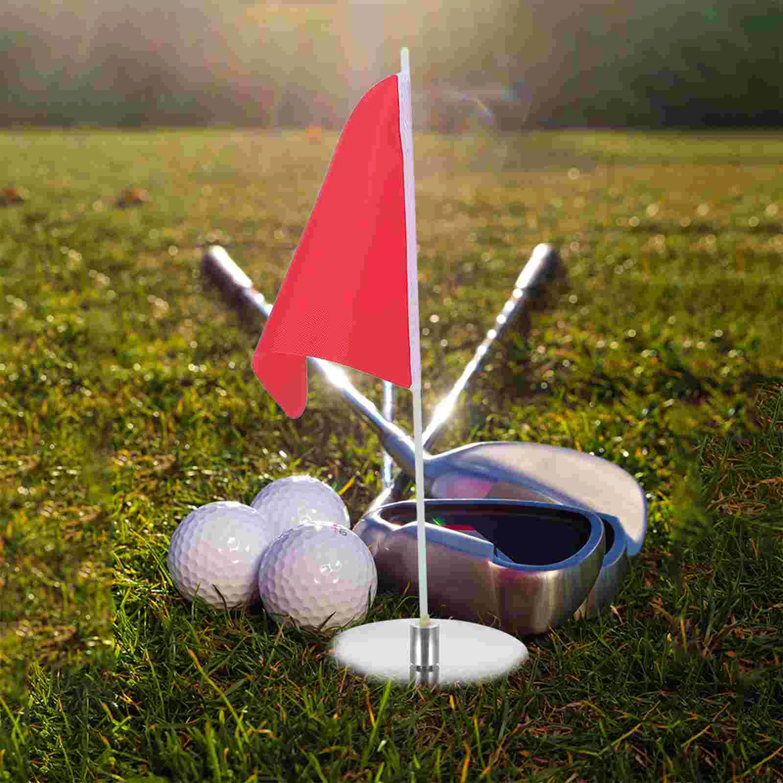 Golf Flagpole Golfing Flags Golfs Targeting Portable Mini Small Practice Stainless Steel Hole Cup Tray