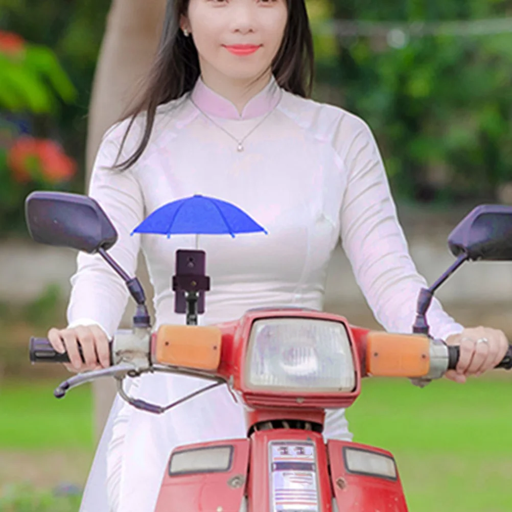 

4Pcs Mini Phone Umbrella Uv Protection Portable Outdoor Mobile Phone Holder Sunshade Clip for Bike Riding