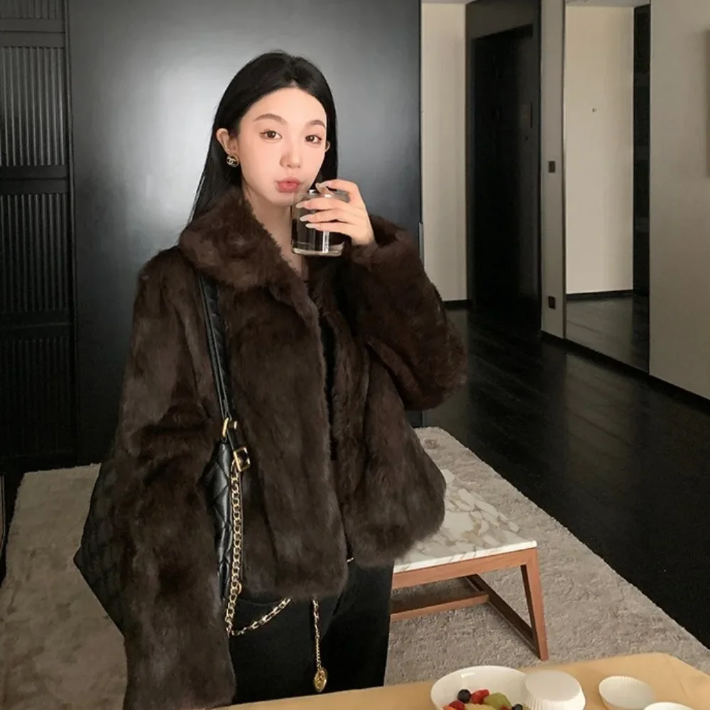 Femmes manteau de fourrure de lapin naturel nouveau automne hiver femme vraie fourrure 2025 cuir véritable et fourrure vêtements pour femmes vêtements d'extérieur dame veste