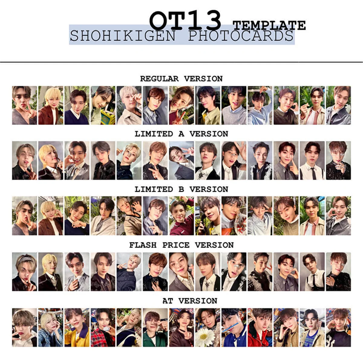 Kpop 17 Photocard 13pcs/Set Double Sides Printing Korean Style LOMO Card Jeonghan Wonwoo Joshua Mingyu DINO WOOZI Fan Collection