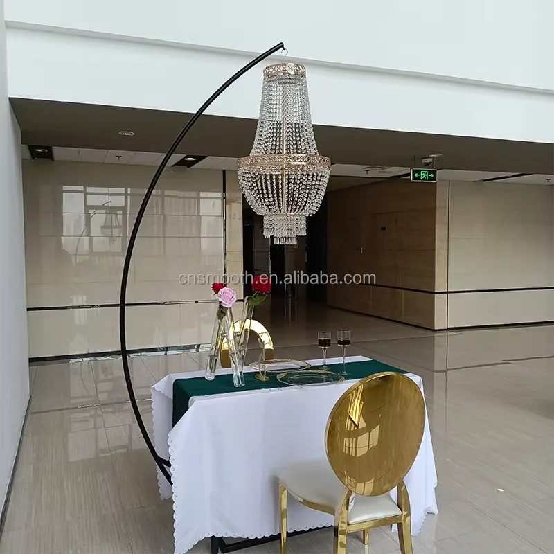 4PCS Wedding Flower Arch With Chandelier Crystal Pendant Hanger Aisle Walkway Centerpieces Road Lead Decoration Display Stand