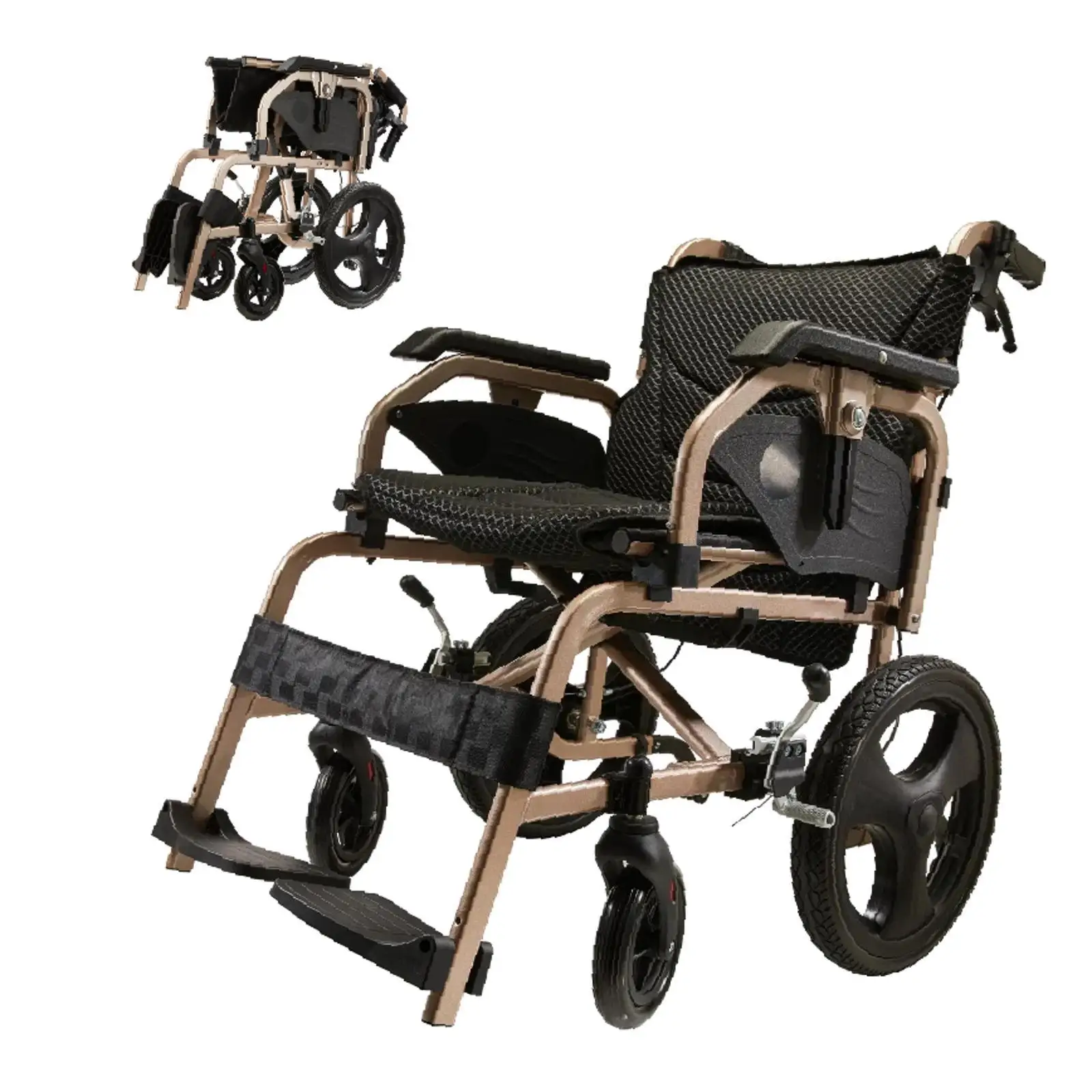 

Foldable Lightweight Adult with Double Hand Brakes Portable Mobility Chair for Daily Travel
