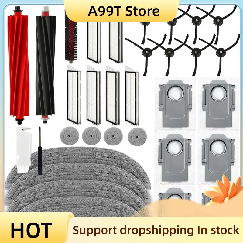 

A99T Accessories Kit For Roborock S8 Maxv Ultra Main Side Brushes Hepa Filter Mop Pads Dust Bags Replacement Parts