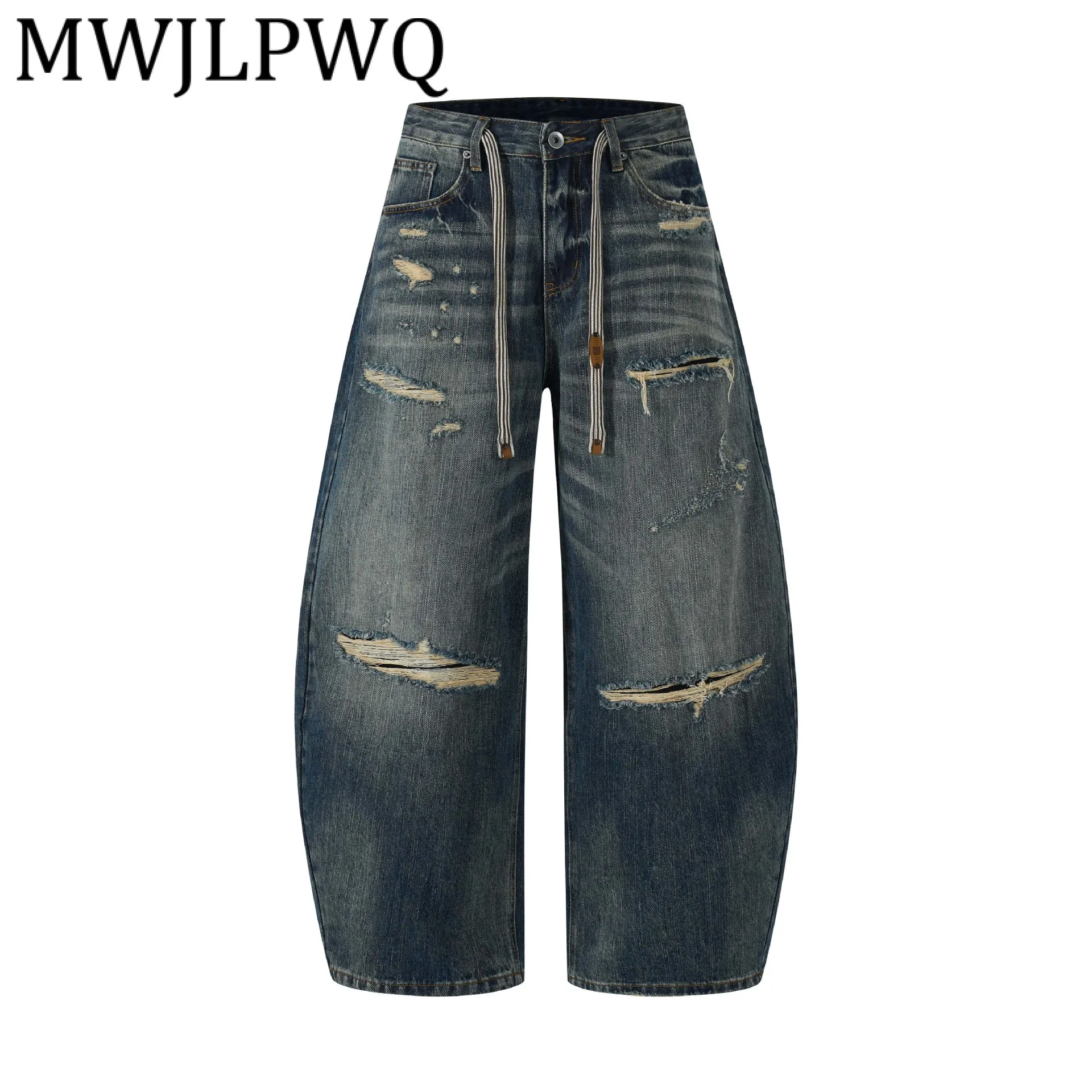 

MWJLPWQ Американские широкие брюки Machete для мужчин, модный свободный дизайн на шнурке, мужские новые повседневные брюки 12301