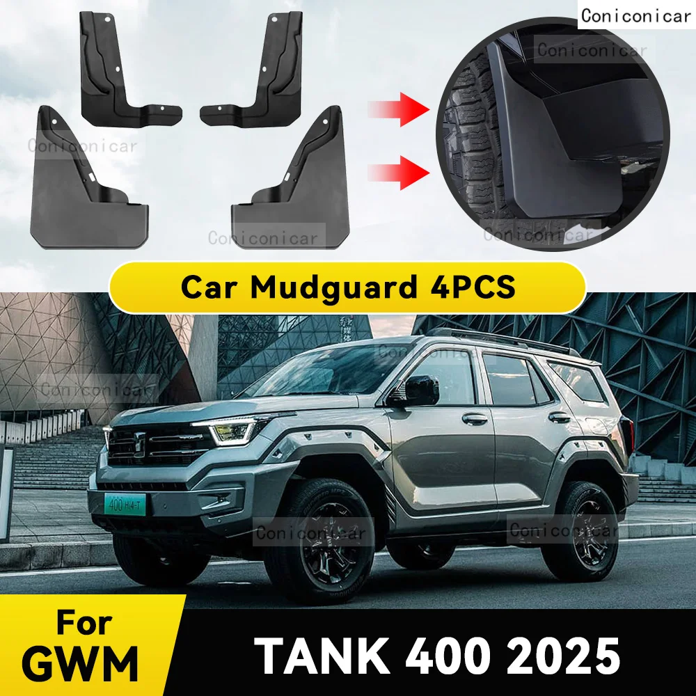 

Car Fender Mud Flaps For Great Wall WEY TANK 400 2025 Splash Guards MudFlaps Front Rear Wheel Mudguards 4pcs Auto Accessories