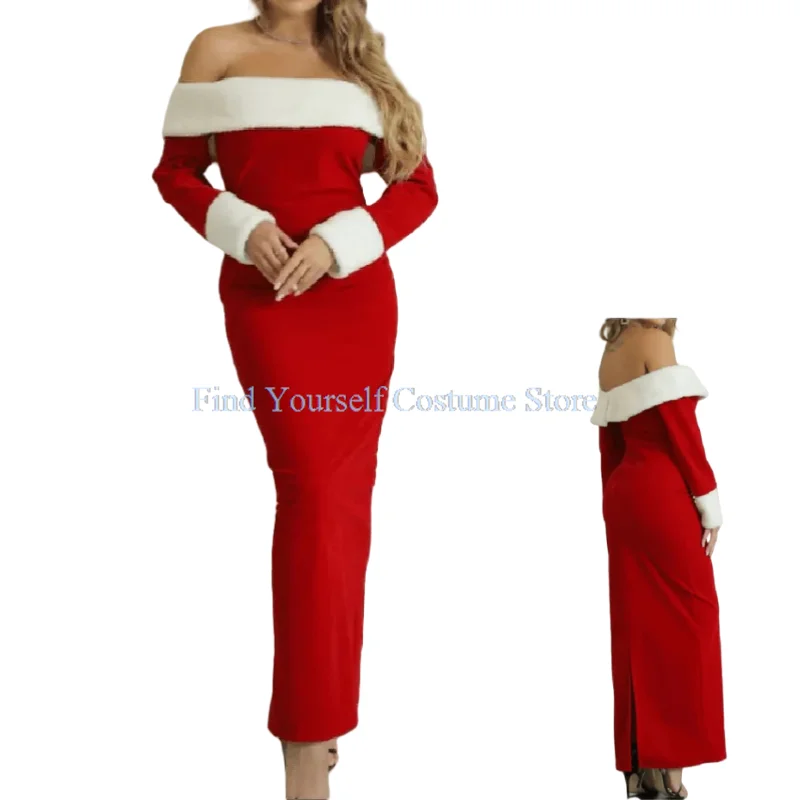 Women Mariah Cosplay All I Want for Christmas Theme Party Red Outfit Costume Dresses Xmas Funny Roleplay New Year Clothes