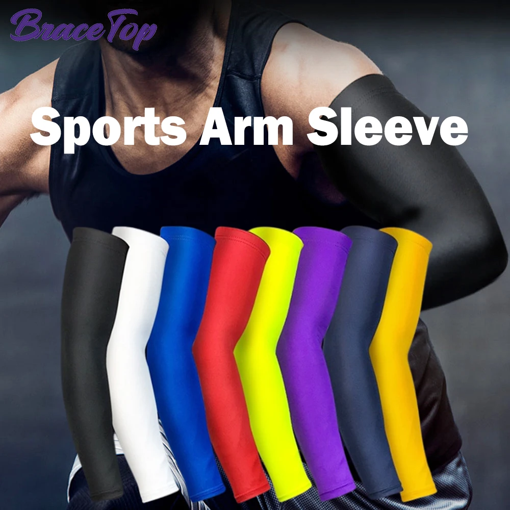 BraceTop 1 PC Sport Arm Compression Sleeve Basketball Cycling Arm Warmer Fitness Running UV Protection Volleyball Sunscreen Band