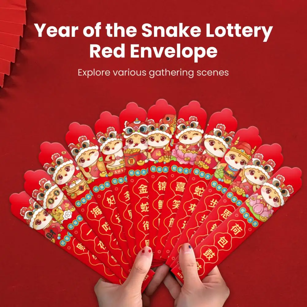 

12Pcs Chinese New Year Red Envelope Spring Festival Money Bags 2025 Lunar Year of The Snake Lucky Money Pocket Party Supplies