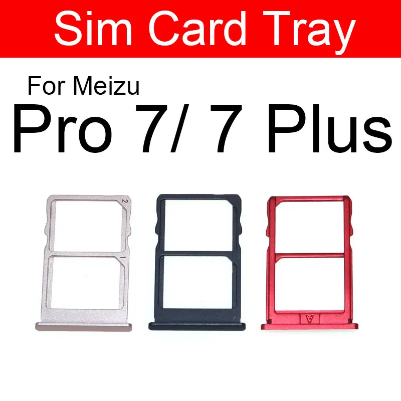 Black & Gold & Red SIM Card Tray Holder For Meizu Pro 7 7Plus Plus  Sim Card Slot Adapter Replacement Repair Parts