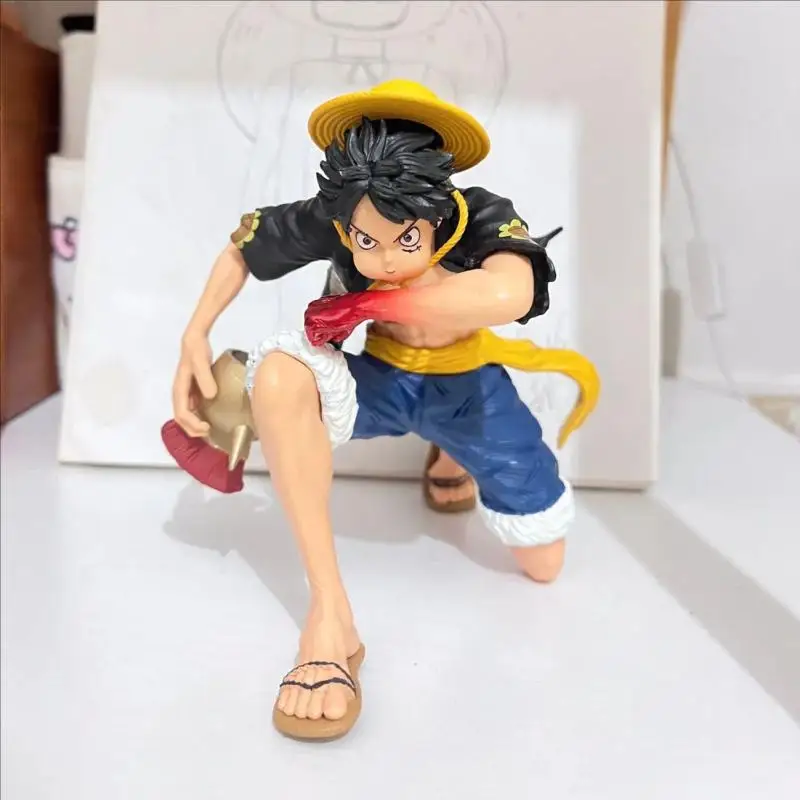 14 Cm Een Stuk Anime Figuur Monkey D. Luffy 2 Gear Half Squat Blazen Houding Pvc Actiefiguren Model Desktop Ornament speelgoed ﻿ s