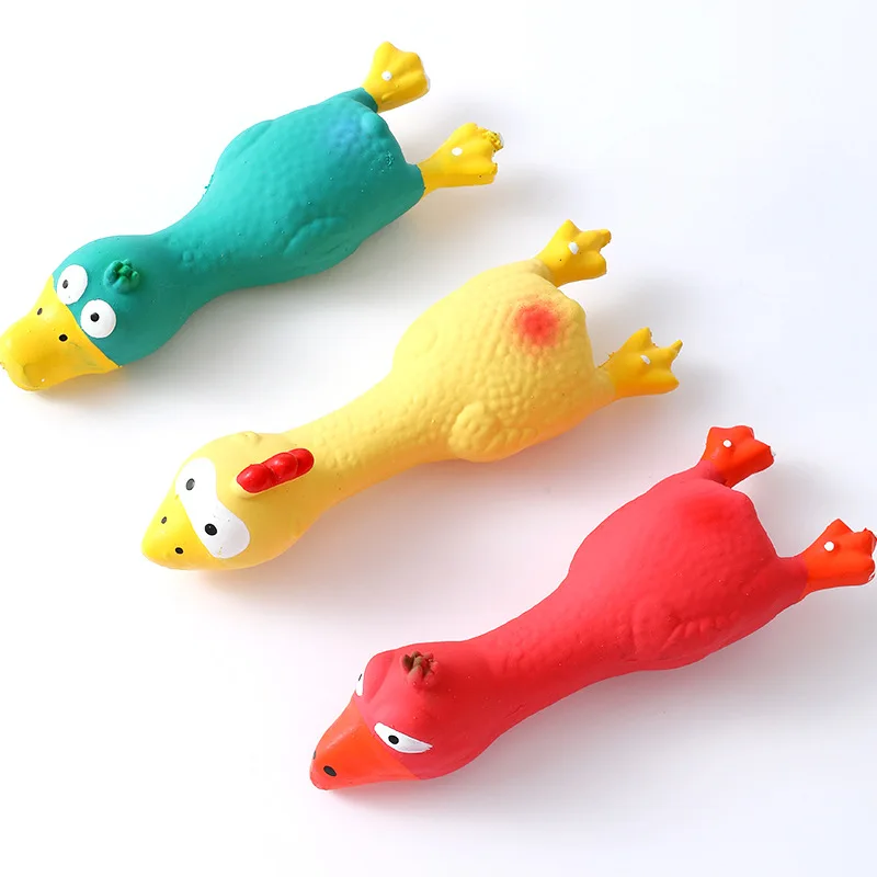 Cute Dog Sounding Toy Latex Chicken Shape Pet Squeak Toys Cat Puppy Chew Sound Toys Screaming Chicken Releasing Chicken