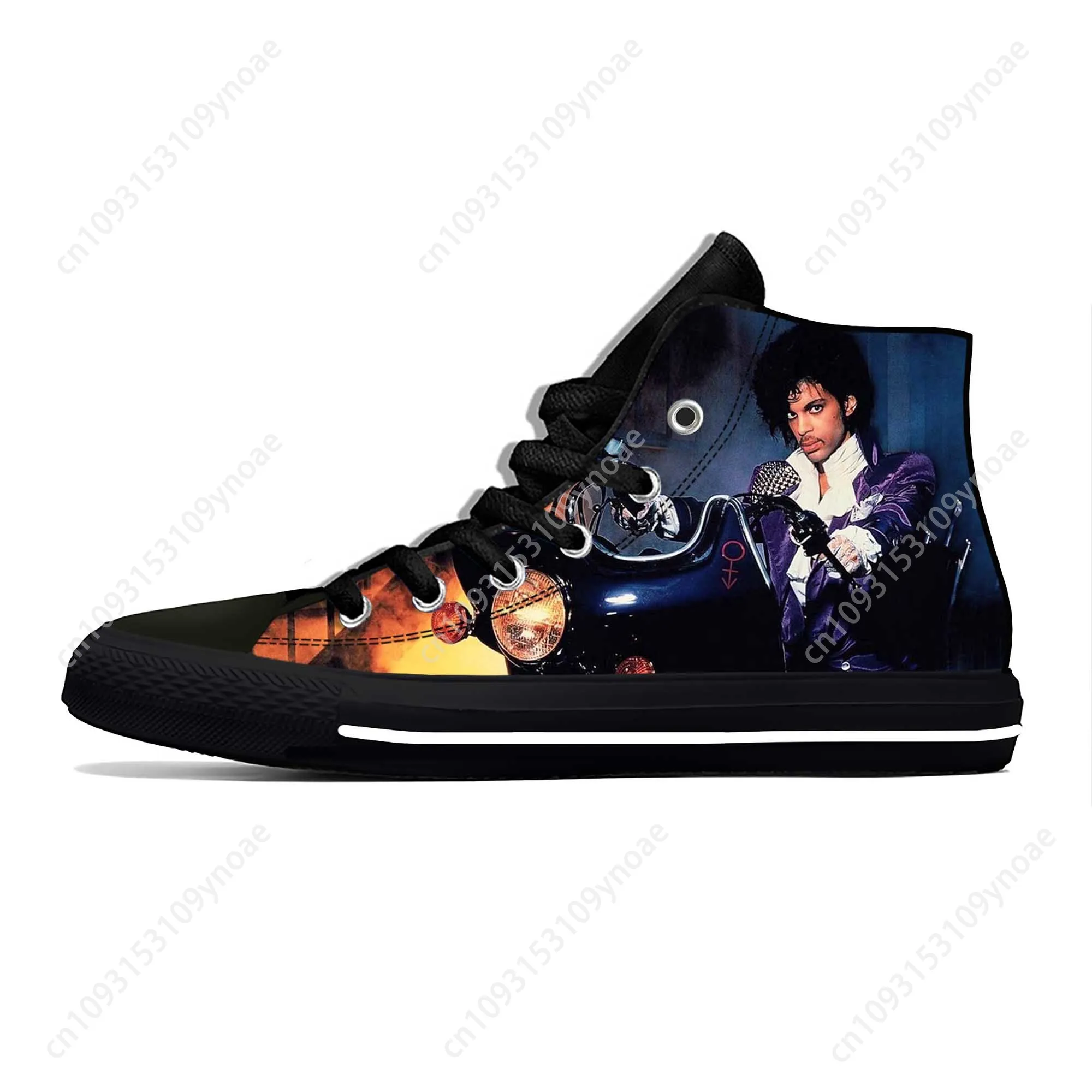 Rain Symbol Rock Music Guitar Purple Prince Funny Casual Cloth Shoes High Top Comfortable Breathable 3D Print Men Women Sneakers