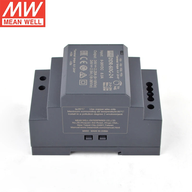 MEAN WELL DDR-60 Series Power Supply 60W Slim DIN Rail DC-DC Converter DDR-60L-5/12/15/24 DDR-60G-5/12/15/24