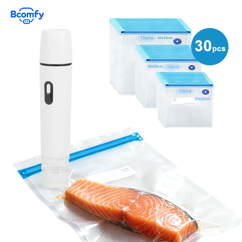 Vacuum Sealer Pump Electric Sealing Machine Rechargeable Portable Air Pump with Reusable Vacuum Sealer Bags Food Packaging Bag