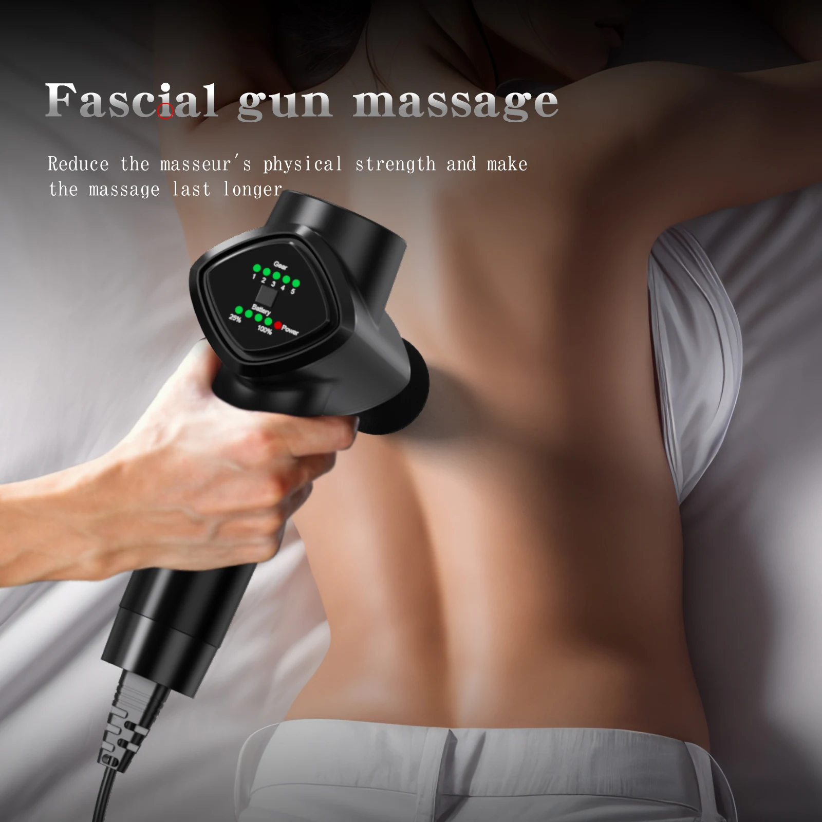 Handheld Powerful Deep Tissue Muscle Massage Gun Fascial Massager with Plug Cord No Battery Body Relaxation Vibration Fascia Gun