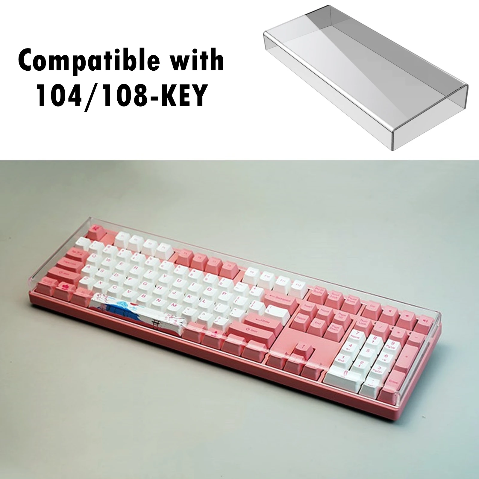 Keyboard Dust Cover Transparent Premium Waterproof Easy to Use 104 Keys Accessories Protection Acrylic Keypads Cover for Desktop
