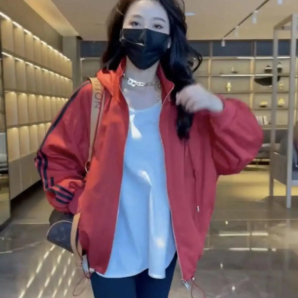 

Casual Loose Women's Sport Hooded Coat Spring Autumn New Versatile Thin Jacket for Women Fashion Zipper Sunscreen Clothes Top