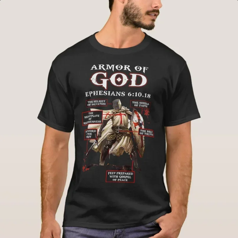 

Crusader Armed Expound Armor of God Knights Templar T-Shirt 100% Cotton O-Neck Summer Short Sleeve Casual Mens T-shirt
