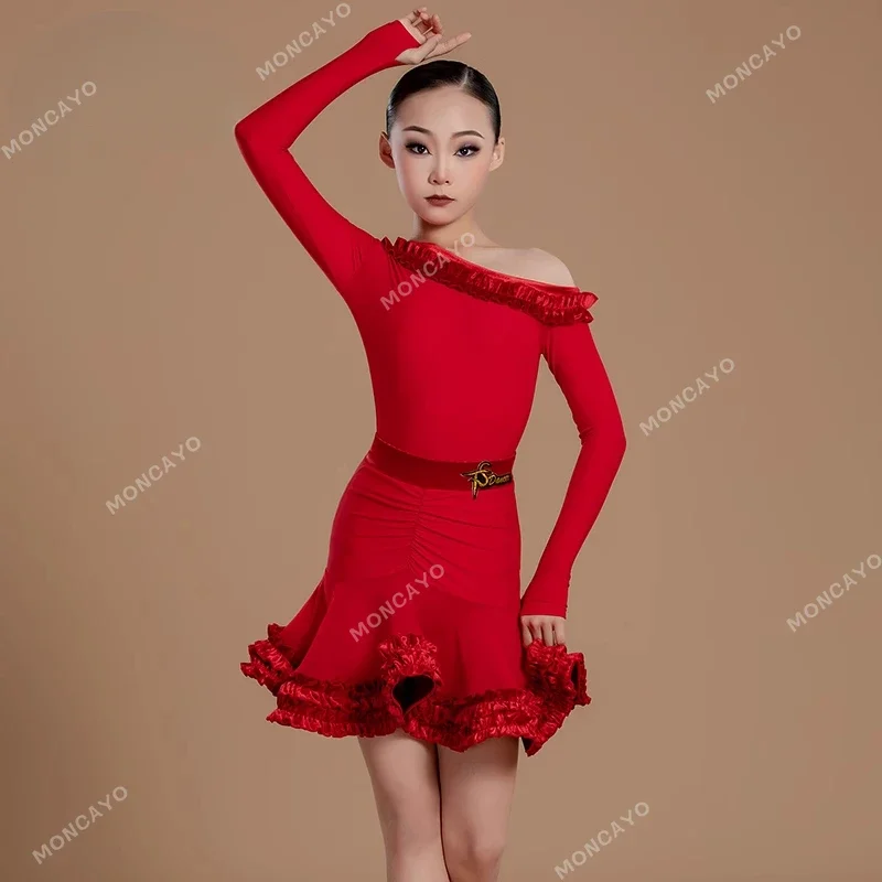 

Cha Cha Rumba Samba Tango Latin Dance Dress Girls Latin Practice Dress Kid Professional Ballroom Dance Competition Dresses Child