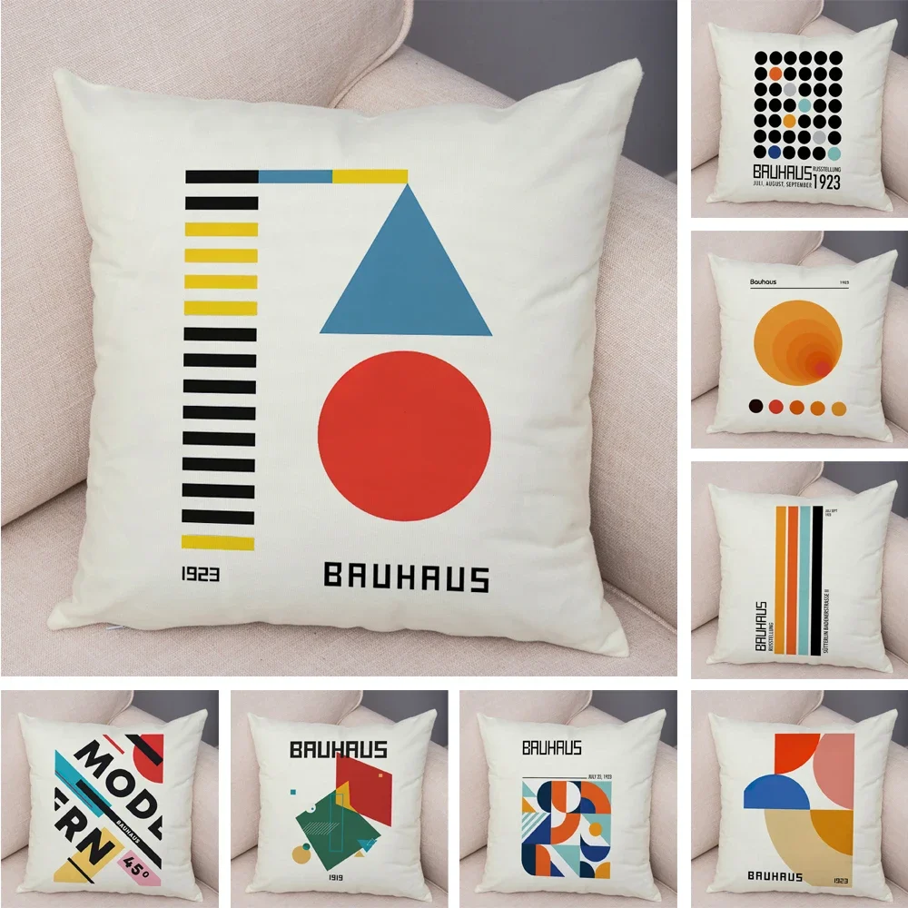 Nordic Minimalist Color Block Double Print Cushion Cover Decor Bauhaus Modern Pillowcase Soft Plush Throw Pillow Case for Sofa