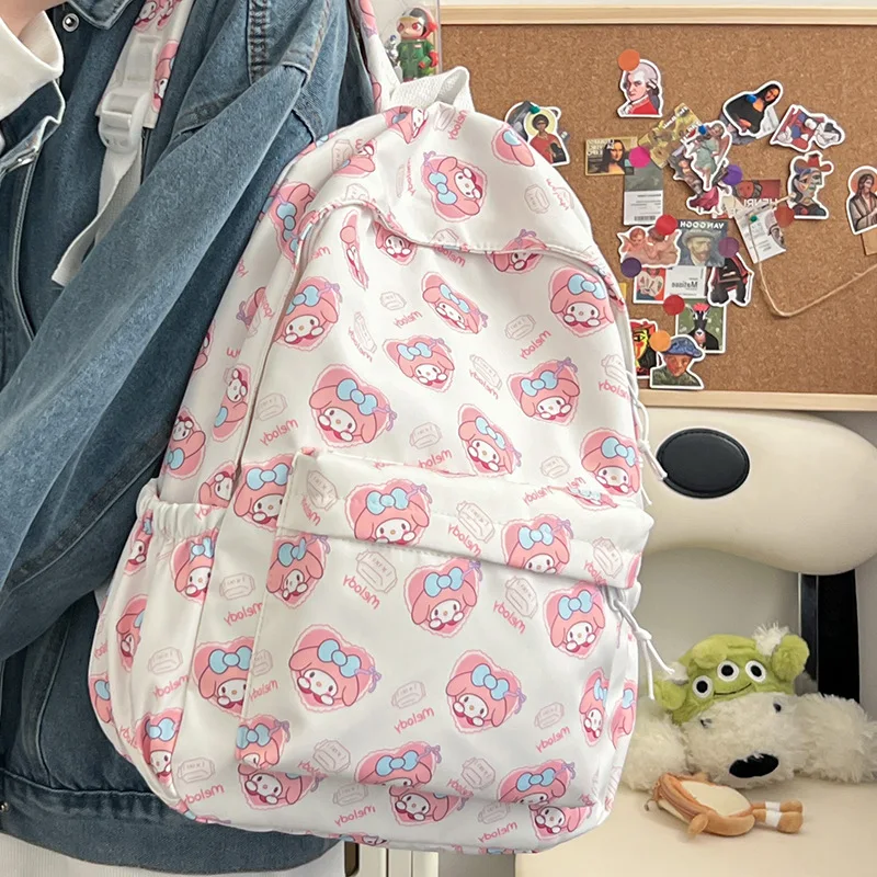 Kawaii Sanrio My Melody Cinnamoroll Pochacco Printed Backpack Lightweight Tutoring Bag Leisure Backpack Cartoon Gift For Girls