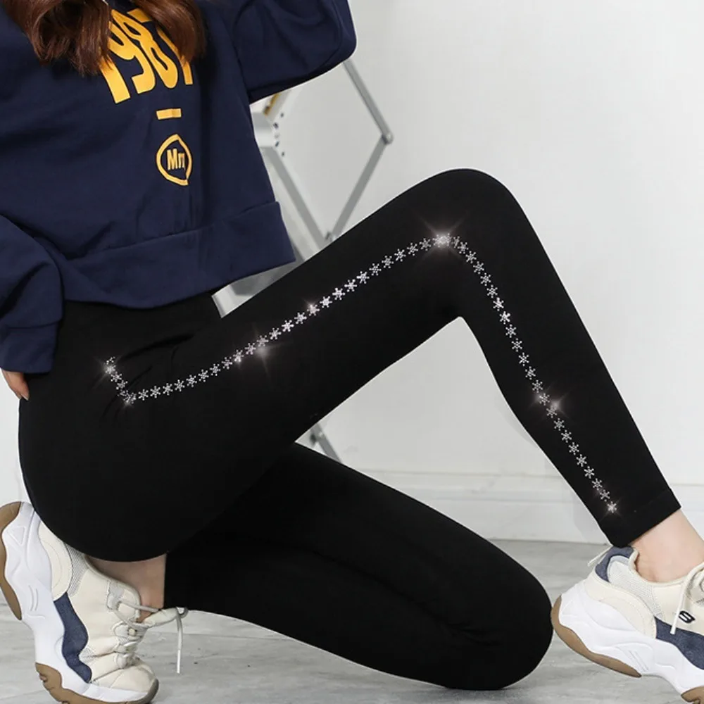 Helle Bohrer-Glitzer-Leggings, hohe Taille, Haremshose, Diamanten, Glitzerhose, superelastisch, verdickt, Freizeit, Glitzerhose, Sommer