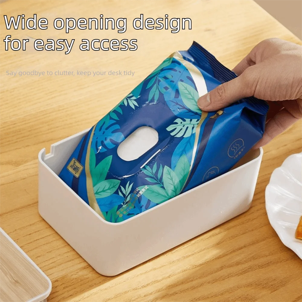 With Lid Wet Wipes Storage Box Pull-out Dust-proof Tissue Dispenser Space Saving Large Opening Sealed Wet Tissue Case Desktop view 2