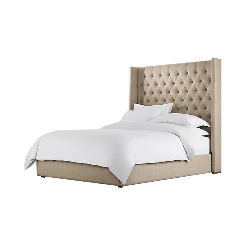 

American Country Linen Bed Vintage Pull Button 1.5/1.8m Double Bed Master Bedroom Soft Bag Wedding Bed Bedroom Custom