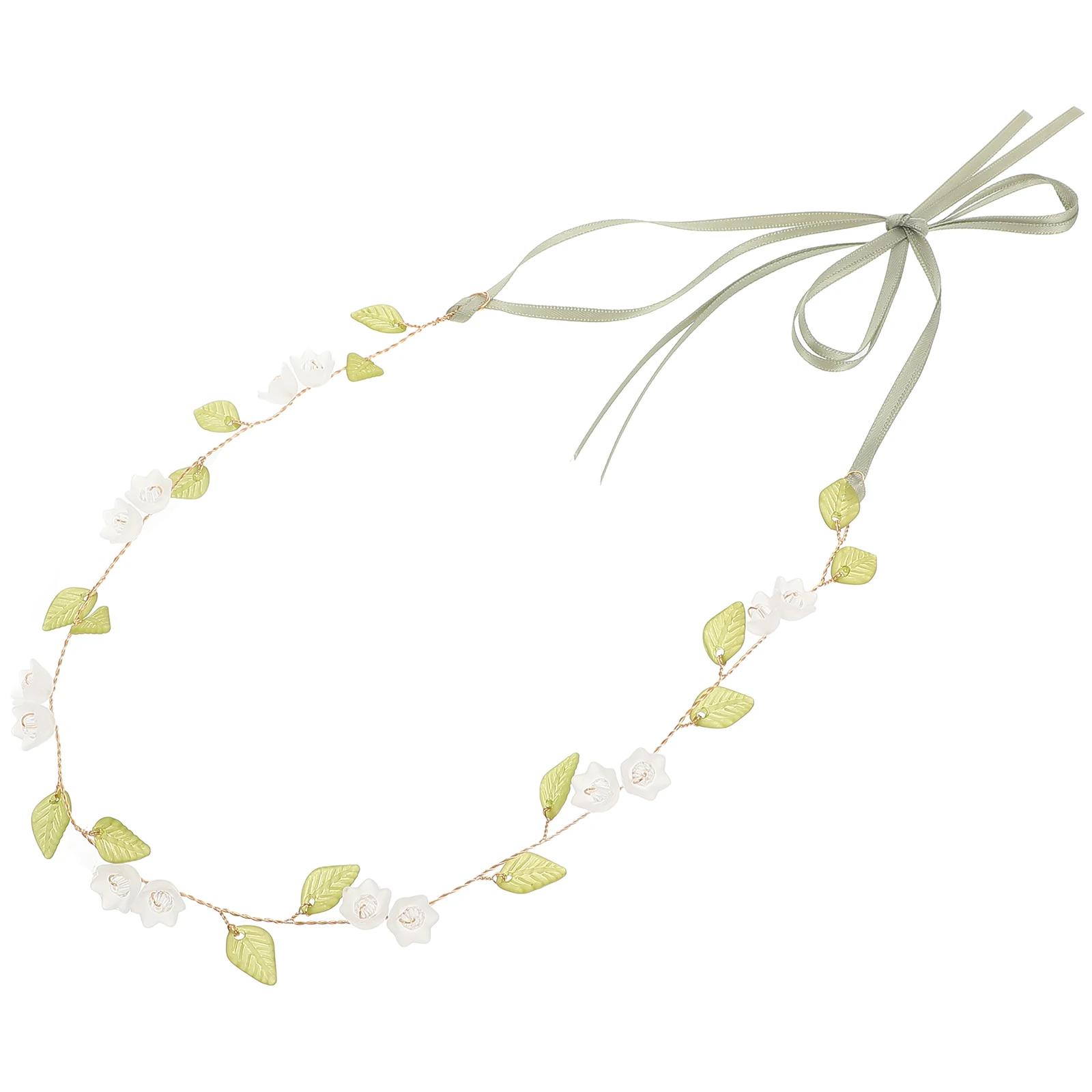 

Lily of Flower Garland Headband Hairband Crystal Bridal Headpiece Wedding Floral Decorative Accessories Women Elegant