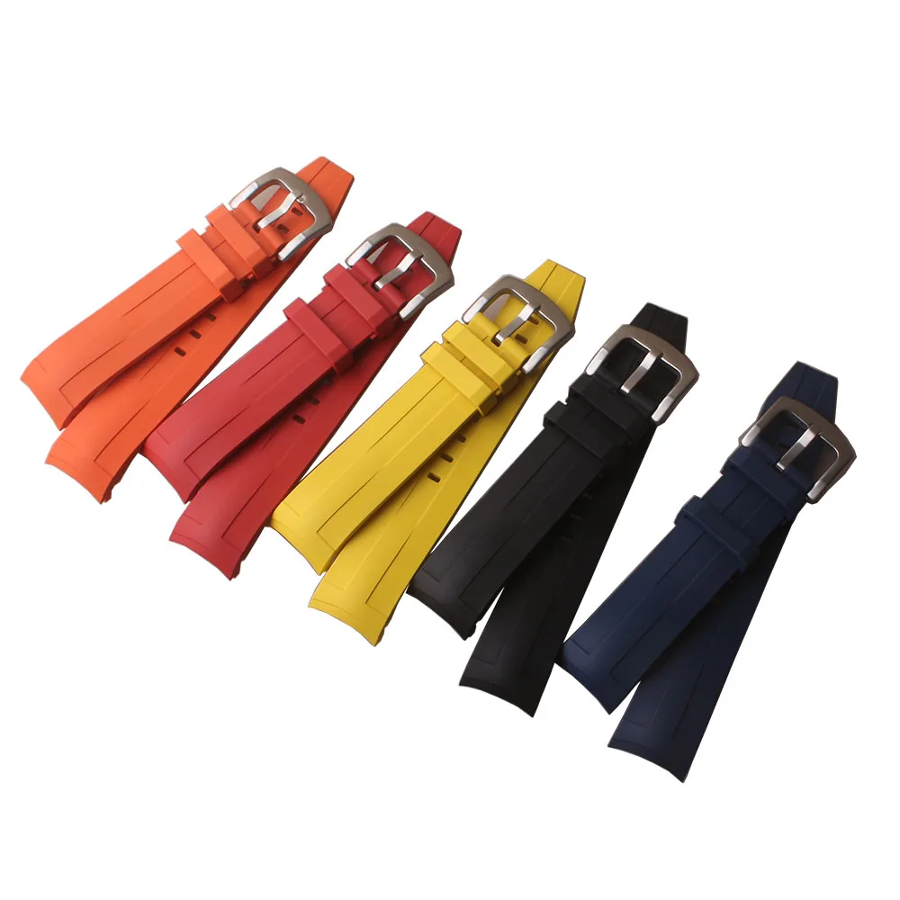 21mm Rubber Watchband For Tissot 1853 Diving T120 Curved End Silicone Strap Wristbands Bracelets Waterproof Black Orange Yellow