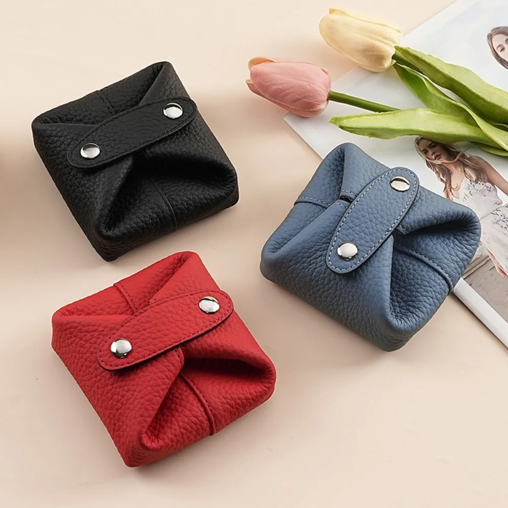 

Сплошной цвет кошелек для монет из воловьей кожи, многофункциональный кошелек для монет в корейском стиле, мини-косметичка для хранения автомобильных ключей, маленькая сумка для наушников