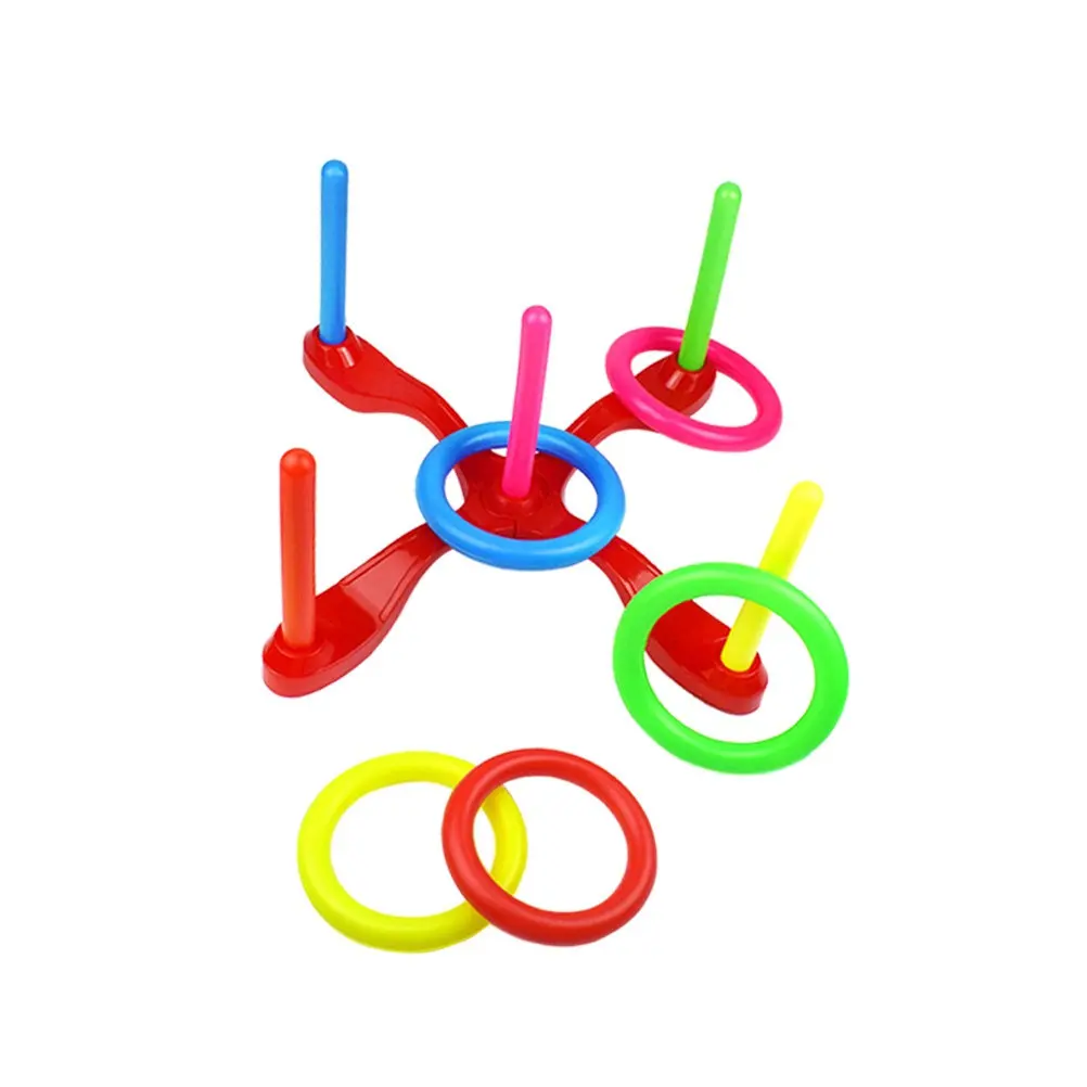 

Throwing Ring Toss Set 12 Parts 5 Rings Premium Plastic Safe Paints Indoor Outdoor Fun Game Educational Gift for Kids Hand-Eye