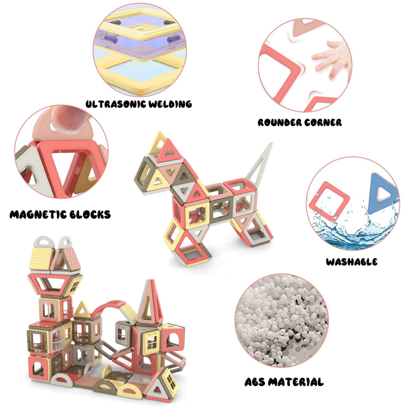 165pcs Mini Magnetic Tiles 3D Magnetic Building Blocks Toys Educational toys for Kids Preschool Learning Stacking Blocks