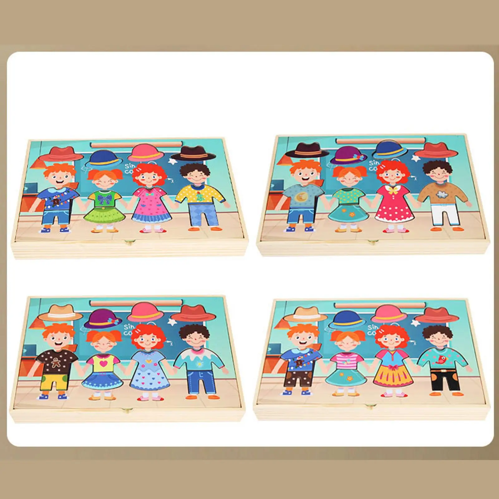 Wooden Dress up Puzzles Durable Learning Activities Drying Clothes Matching Game Pretend Play for Boys Girls Kids Gifts view 6