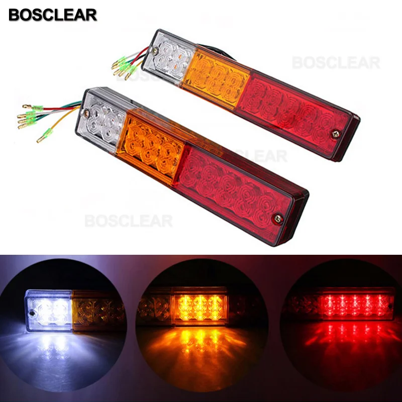 Luces LED traseras de advertencia para remolque, lámpara de freno de 12V y 24V, a prueba de agua, para coche, yate, 24 LED