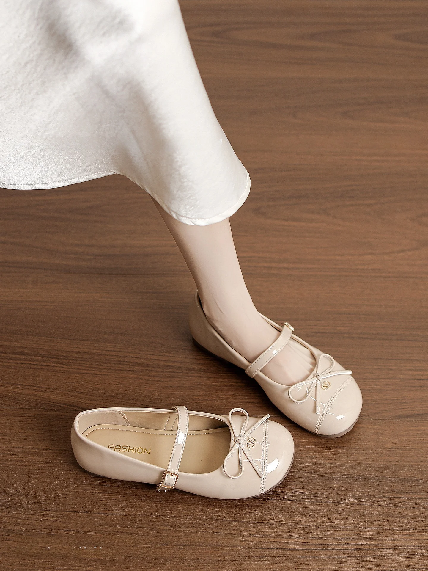 sheepskin-mary-jane-women's-flats-knot-slip-on-rubber-outsole-ballet-flat-shoes-for-daily-wear-and-evening