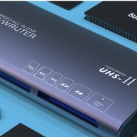 6-in-1 USB HUB Supports SD+TF+XD+CF+M2+MS Multi-Card Type-C Splitter High Speed Aluminium Alloy OTG Adapter Computer Accessories