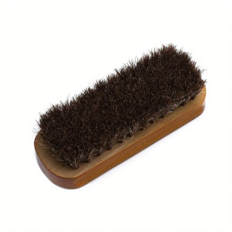 1Pc Wooden Shoe Polish Brush Bristle Horse Hair Leather Soft Polishing Tool Clean Shine Suede Boots Buffing