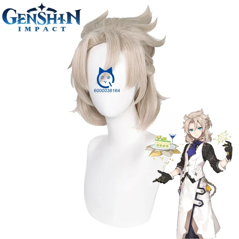 Genshin Impact Albedo Cos Wig Degree of Adaptability 35cm Short Linen Braided Hair Heat Resistant Synthetic Wigs Halloween Party