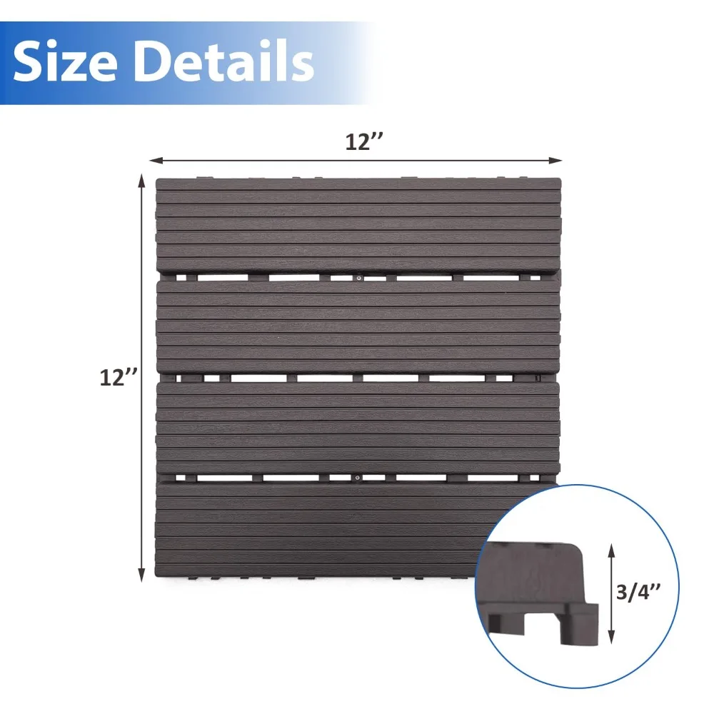 Plastic Interlocking Deck Tiles (84 Pack) - 12